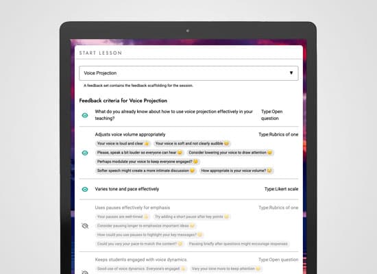 Create focus on learning by using feedback criteria