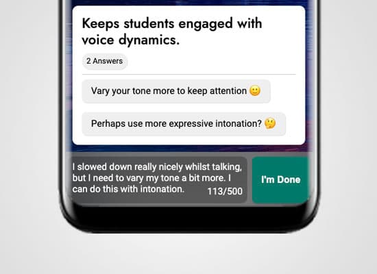 A person summarizing their received feedback on their phone