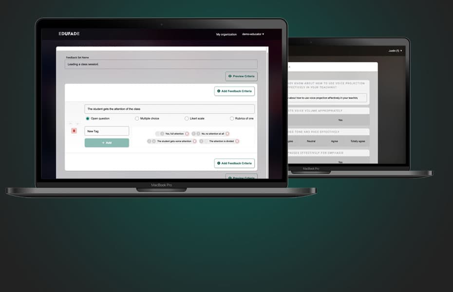 A feedback set that is being created in edufade